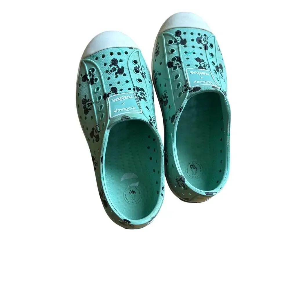 Native x Disney Mickey Mouse Jefferson Slip On Shoes Mint Green Kids